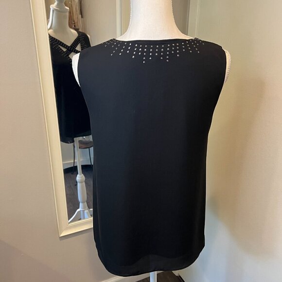 BCBGMaxAzria Black Joline Studded Crisscross Sleeveless Blouse, Size Small - Picture 12 of 15